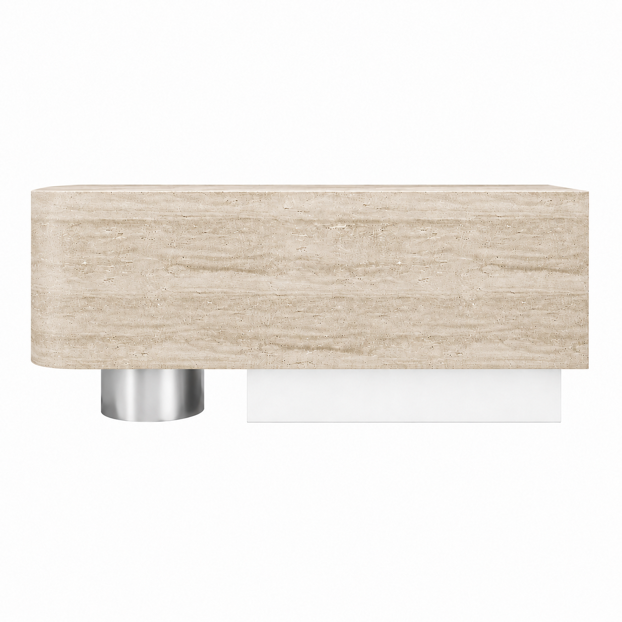 Luxury Travertine-Look Reception Counter with Modern Curved Design
