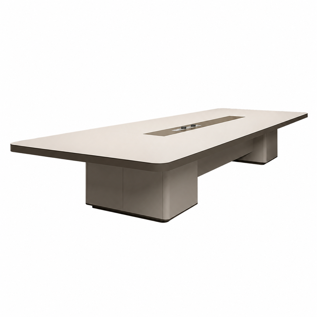 Large Oval Boardroom Table With Built-In Power & Cable Management