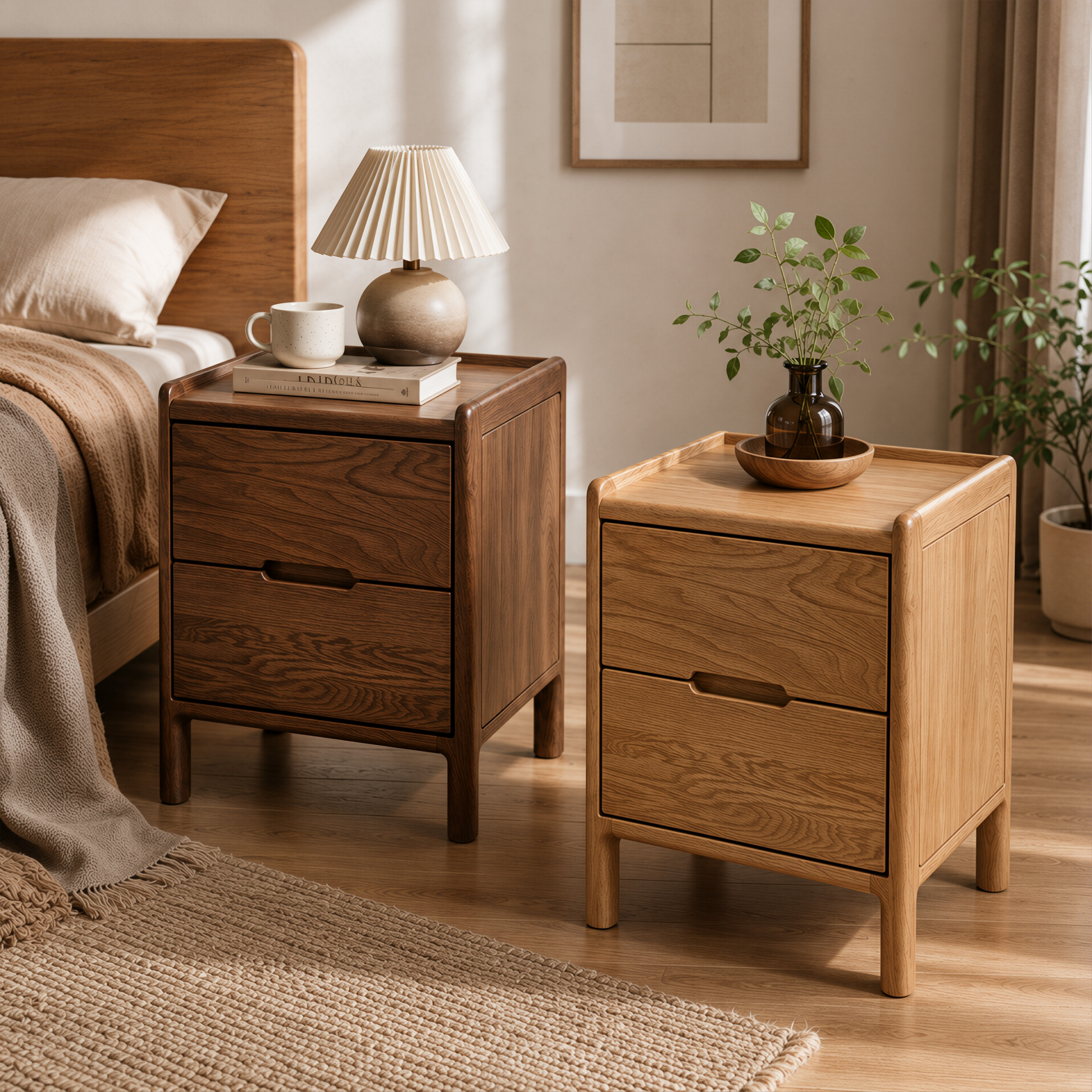Minimalist Timber Bedside Table Series with Drawers for Everyday Bedroom Storage