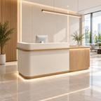 Soft-Tone Timber Reception Counter for Beauty and Wellness