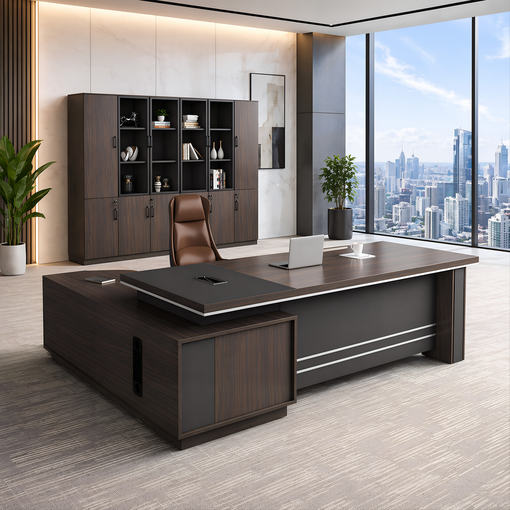 Linear Executive Suite with Integrated Side Cabinetry