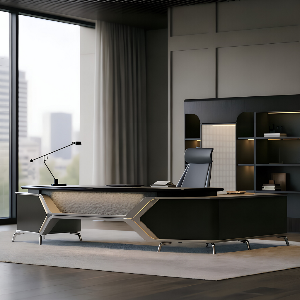 Designer Executive Desk with Storage Credenza