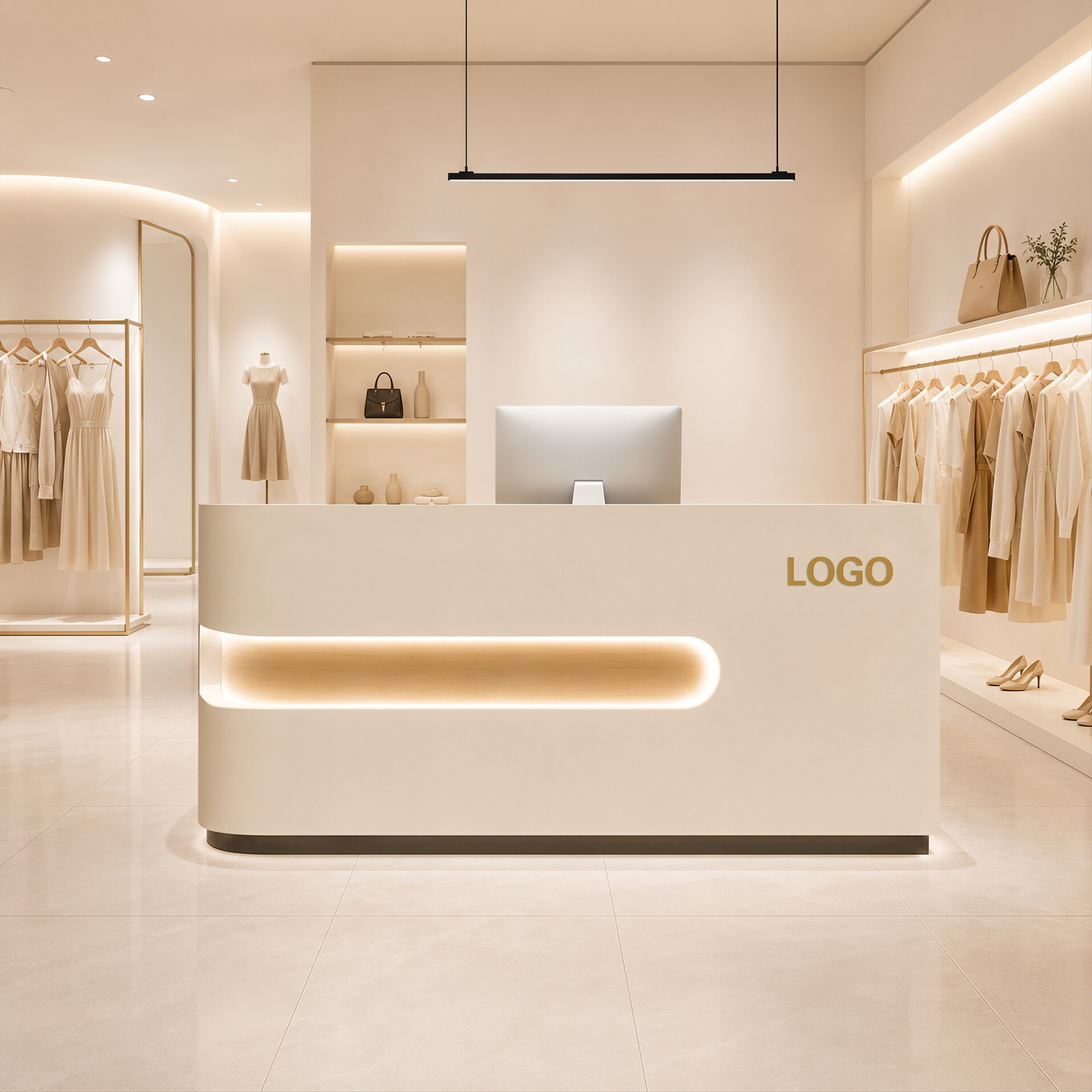 Modern LED Reception Counter with Custom Branding