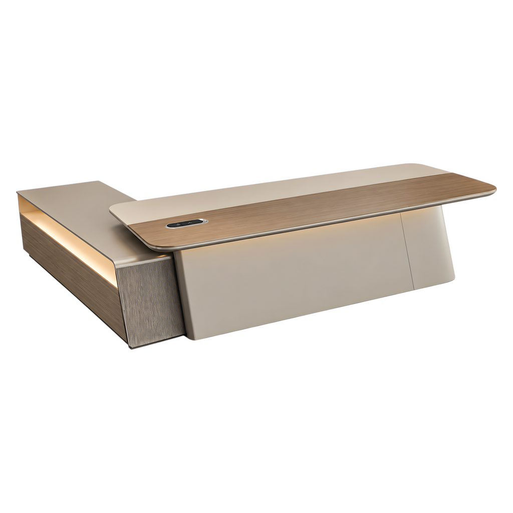 Premium L-Shaped Executive Desk with Smart Storage