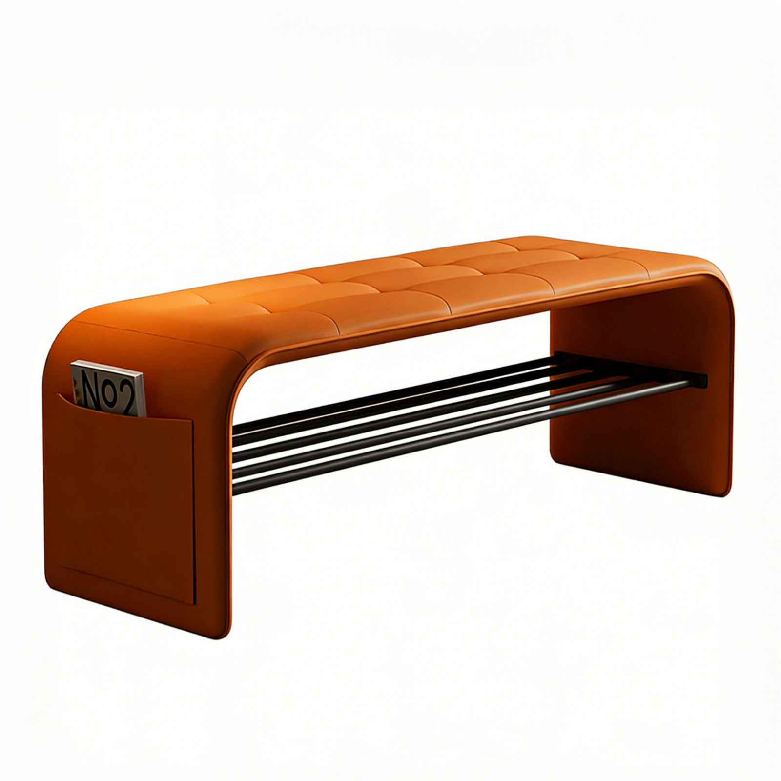 Padded Hallway Shoe Bench with Dual Rails