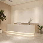 Minimalist Curved Reception Counter with Ambient LED Illumination for Professional Studios and Clinics