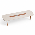 Modern Meeting Table with Integrated Power Outlet and Aluminium Legs