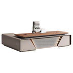 Modern Executive Desk with Timber Top and Integrated Storage