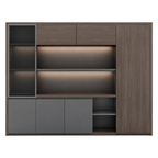 Premium Walnut Office Cabinet with Display Shelves
