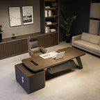 Premium Modern Executive Desk with Walnut Grain and Dual Colour Accents