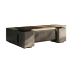 Modern Executive Desk with Matte Graphite Base and Timber Grain Top