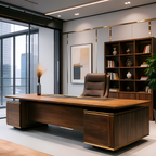 Contemporary Executive Desk with Twin Pedestals