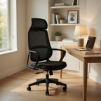 Modern High-Back Mesh Office Chair with Headrest and Ergonomic Support