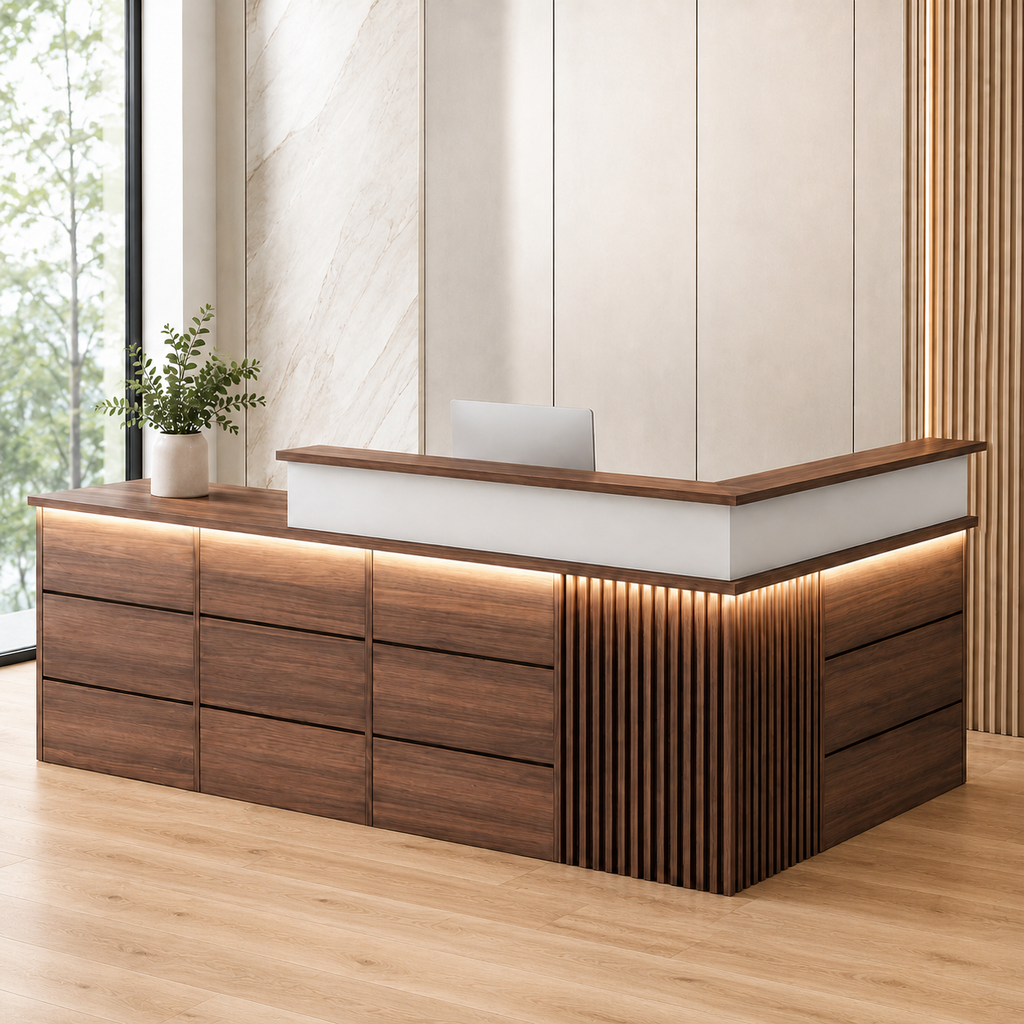 Modern Classic LED Reception Desk with Storage
