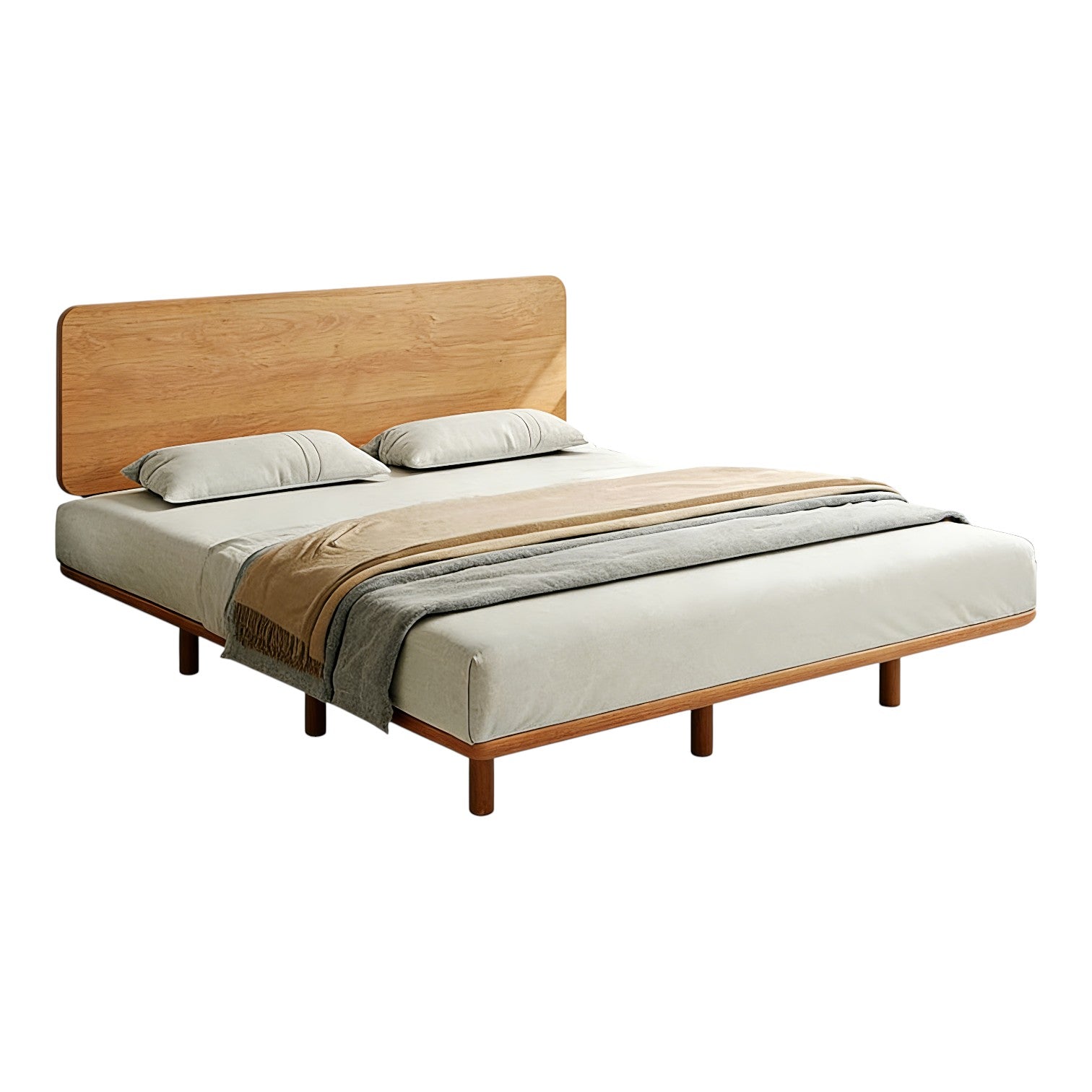 Modern Timber Bed with Low Profile Base