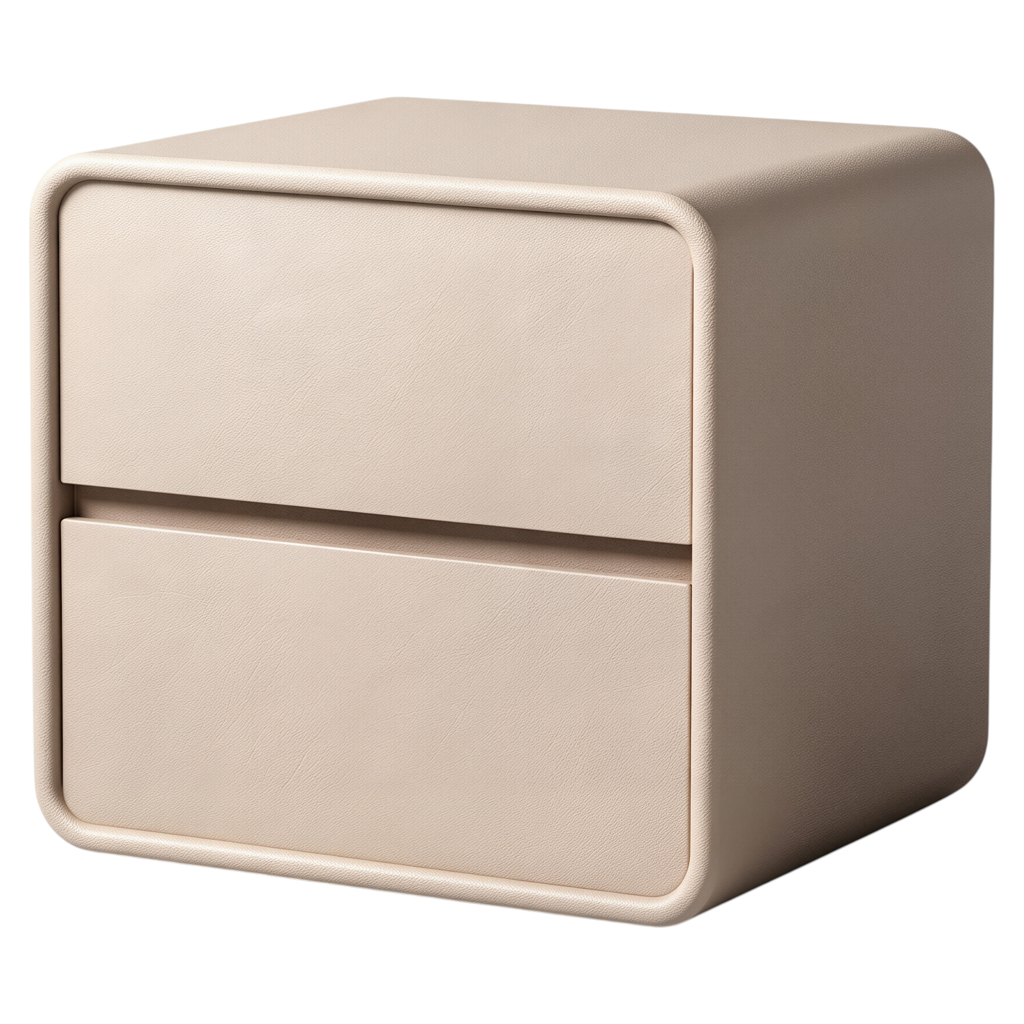 Modern Rounded Two-Drawer Bedside Table with Soft-Edge Profile and Compact Storage