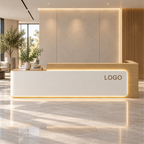 Contemporary Reception Counter with Illuminated Branding Panel