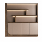 Modern Storage Wall Unit with LED Lighting, Hidden Wardrobe and Push Open Cabinets
