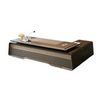 Luxury L-Shaped Executive Desk with Leather Wrapped Panels and Beveled Edge Detailing