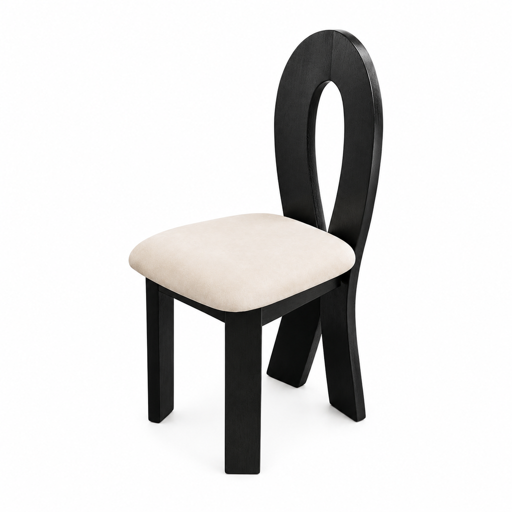 Modern Armless Chair with Upholstered Seat and Rounded Back