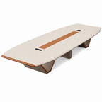 Modern Boardroom Conference Table with V-Shaped Legs and Rounded Corners