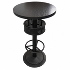Modern Bar Table with Basket Storage and Foot Rail