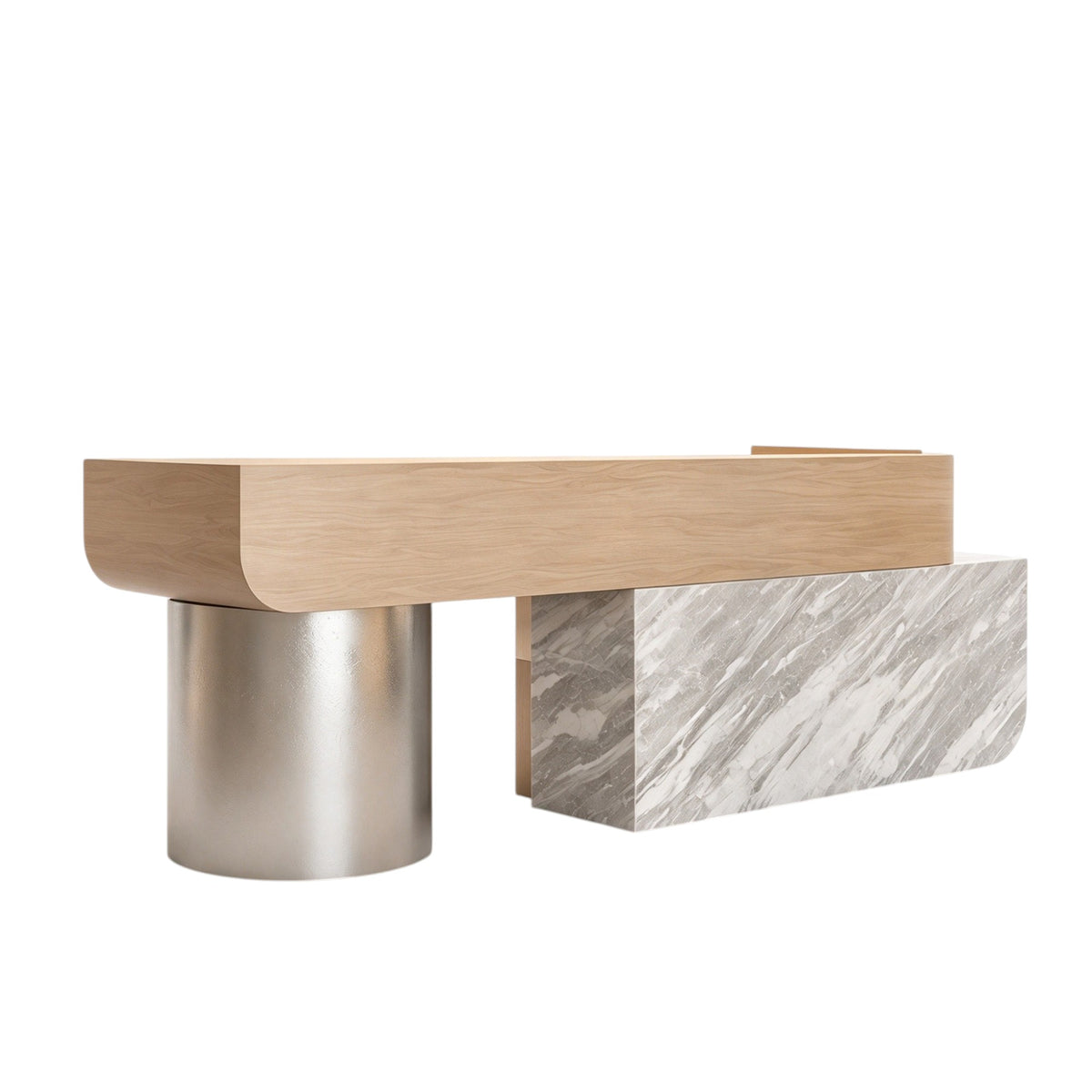 Modern Reception Desk With Dual Work Areas And Smooth Quiet Drawer Slides