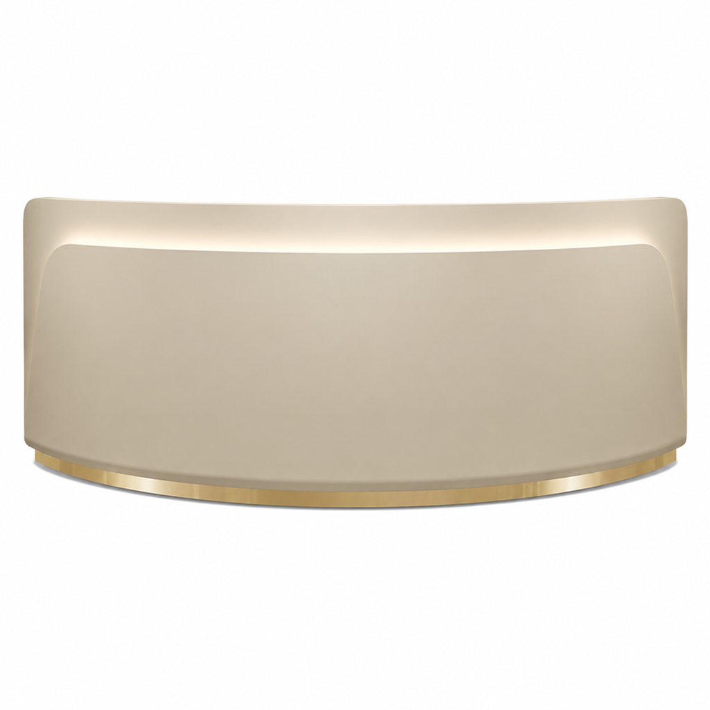 Modern Curved Reception Desk with LED Accent