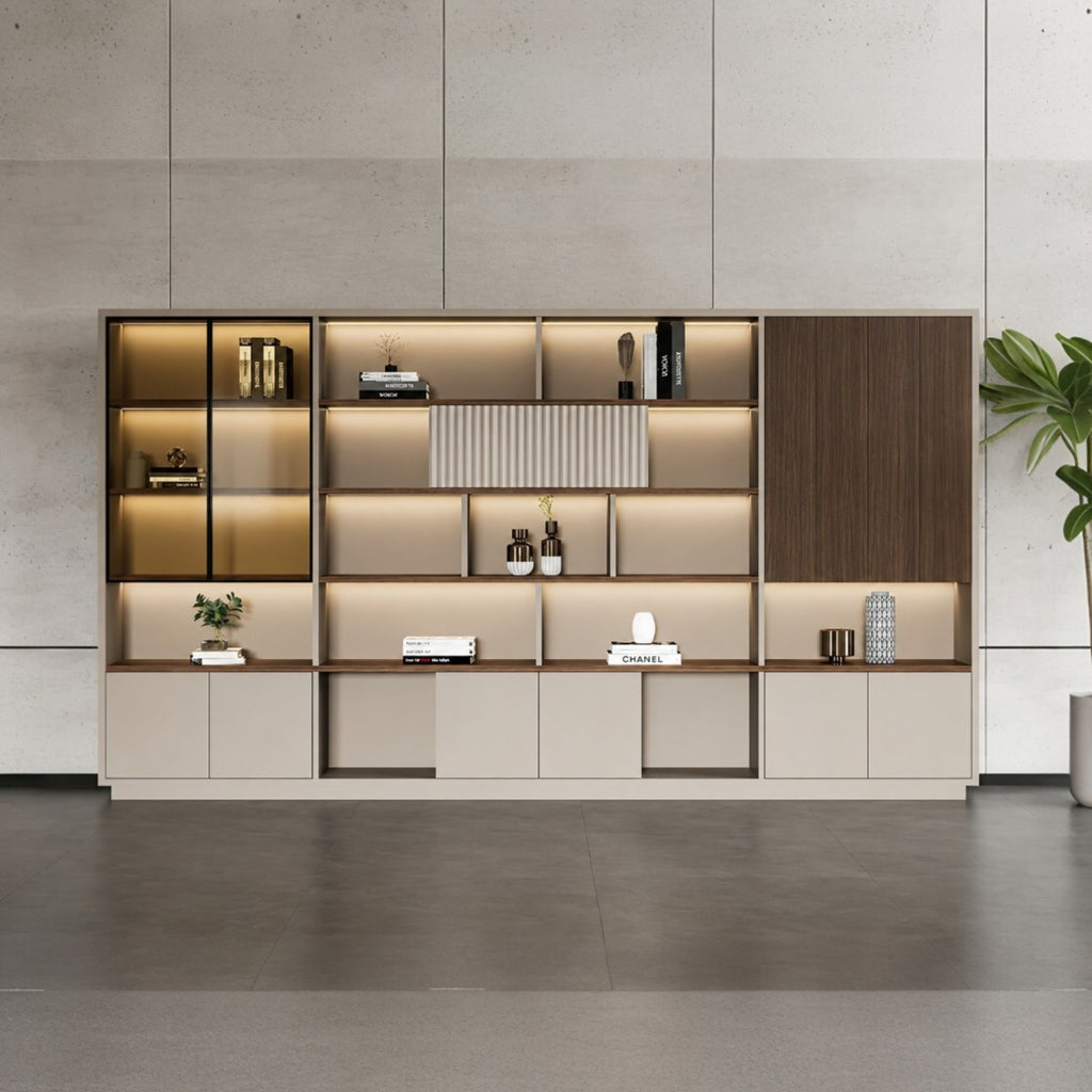 Modern Open-Shelved Executive Storage Cabinet