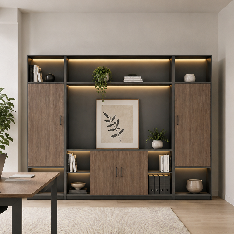 Executive Office Filing Cabinet with LED Display Shelving