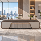 Modern Executive Desk with Rounded Details and Custom Sizes