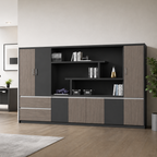 Contemporary Executive Office Storage Cabinet with Display Shelving