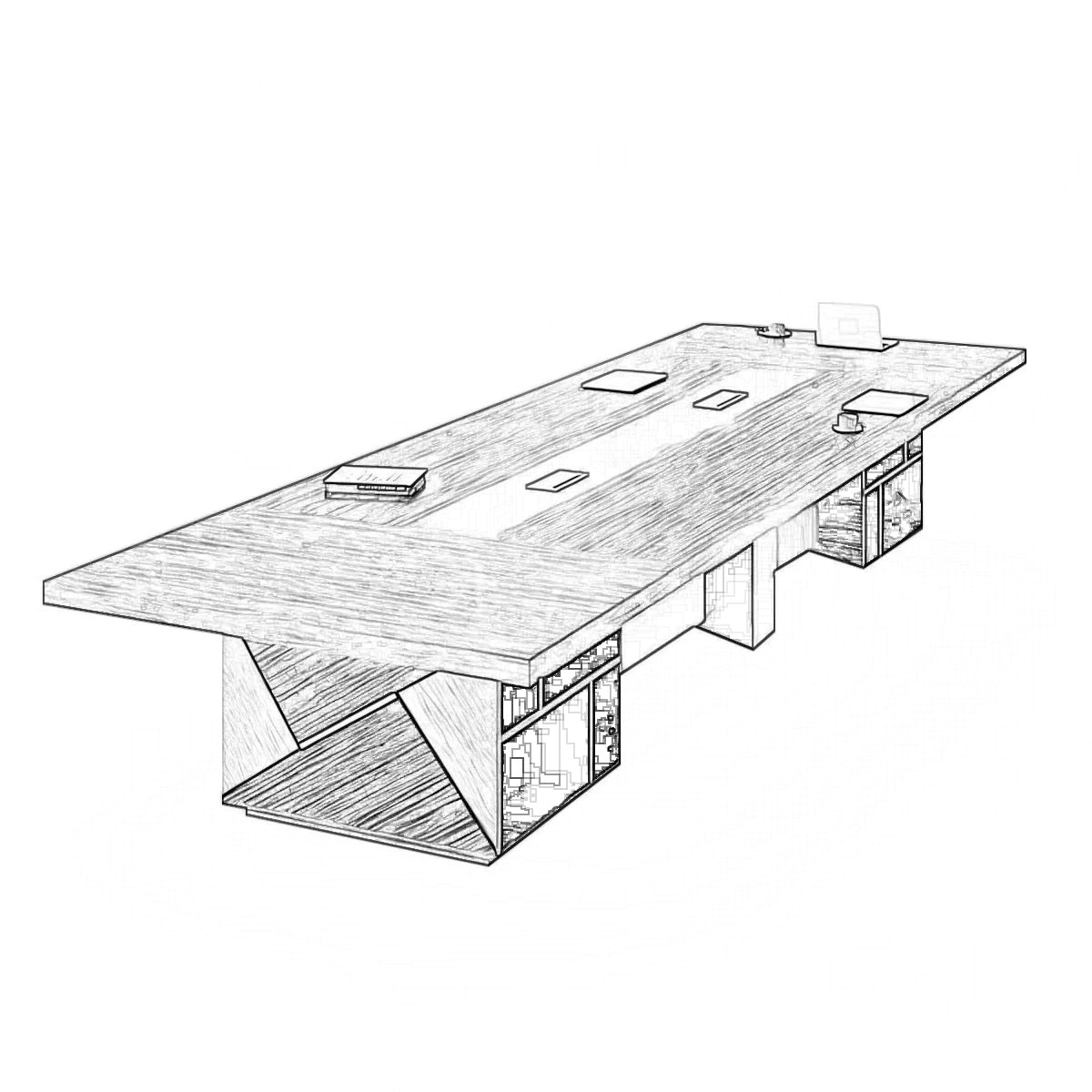 Executive Black Oak Modern Boardroom Conference Table