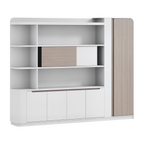 Light Oak Office Cabinet with Warm LED Shelves