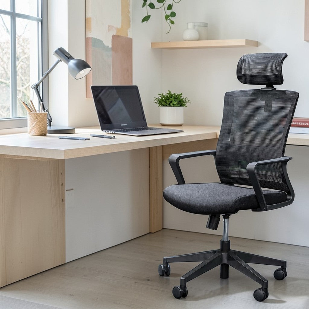Ergonomic Mesh Office Chair with Adjustable Headrest and Lumbar Support