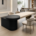 Solid Timber Executive Tea Table with Integrated Round Extension