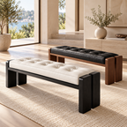 Modern Leather Bench with Custom Timber Options