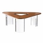 Modern Triangular Conference Table with Acrylic Base