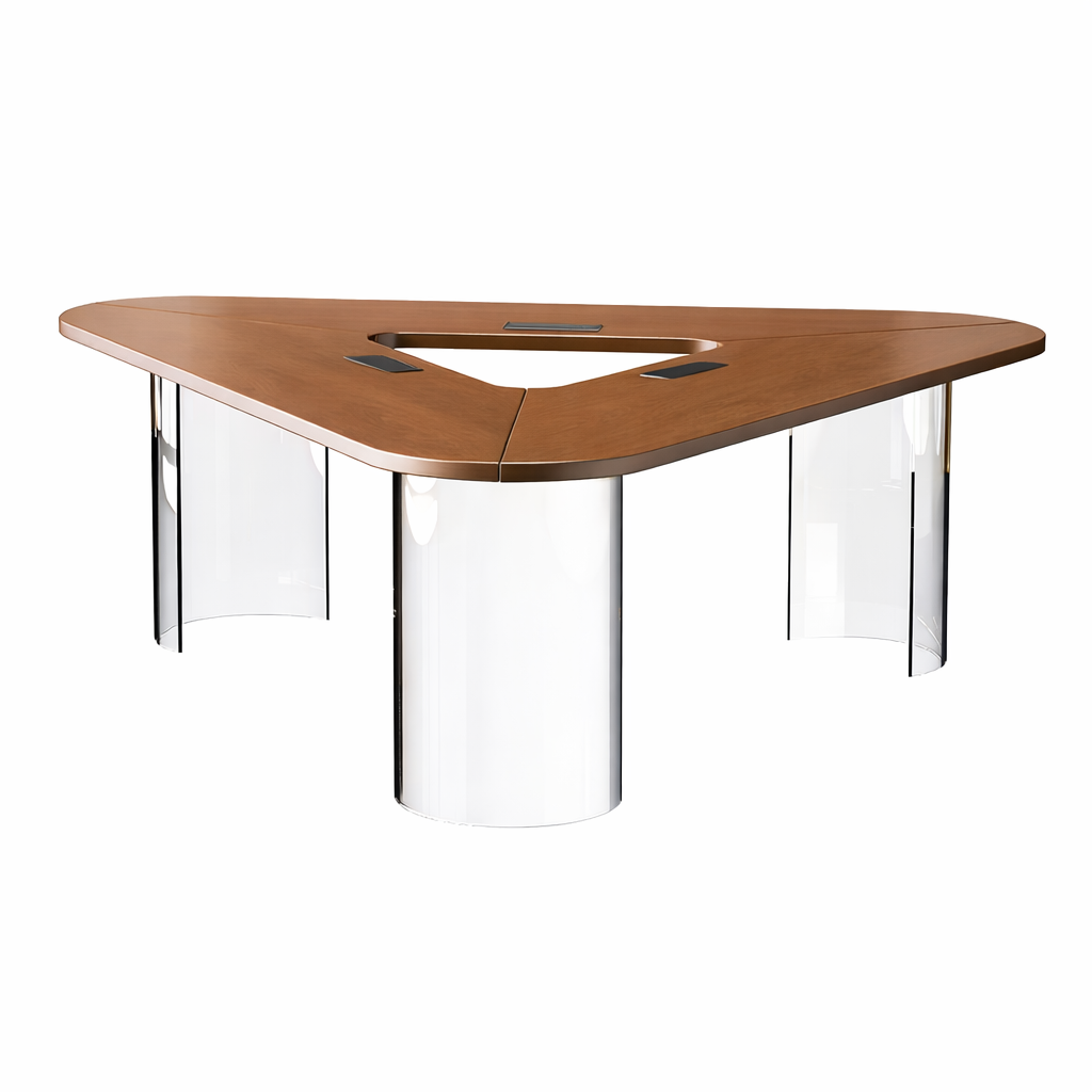 Modern Triangular Conference Table with Acrylic Base