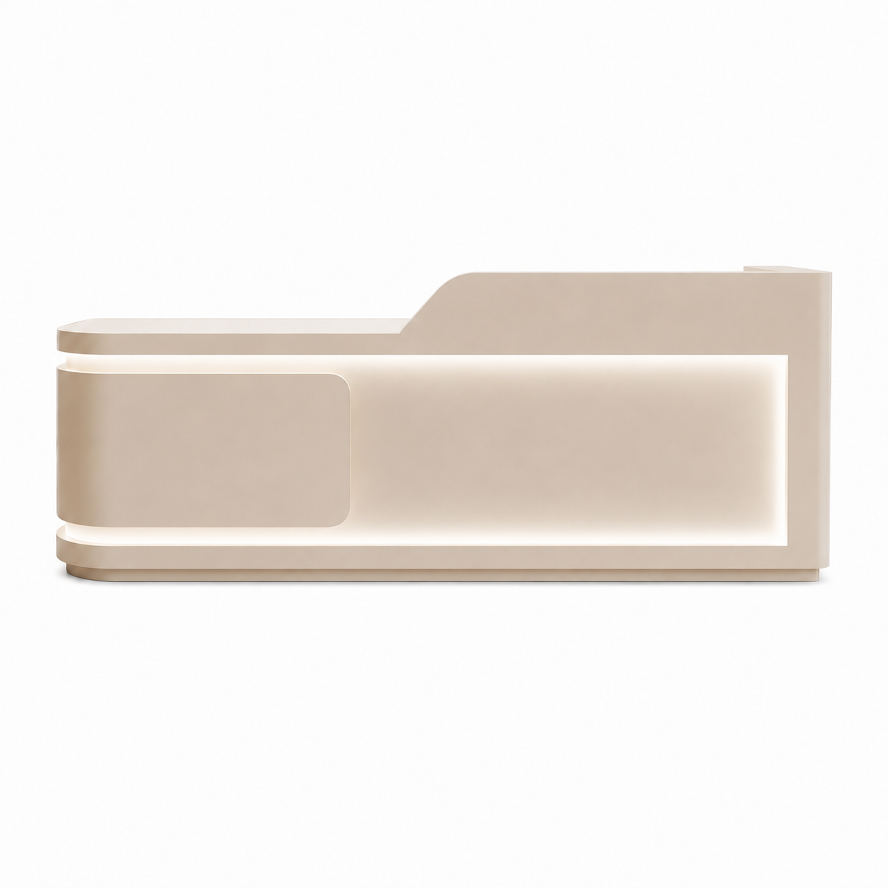 Modern Curved Reception Desk with LED Lighting and Custom Logo Panel