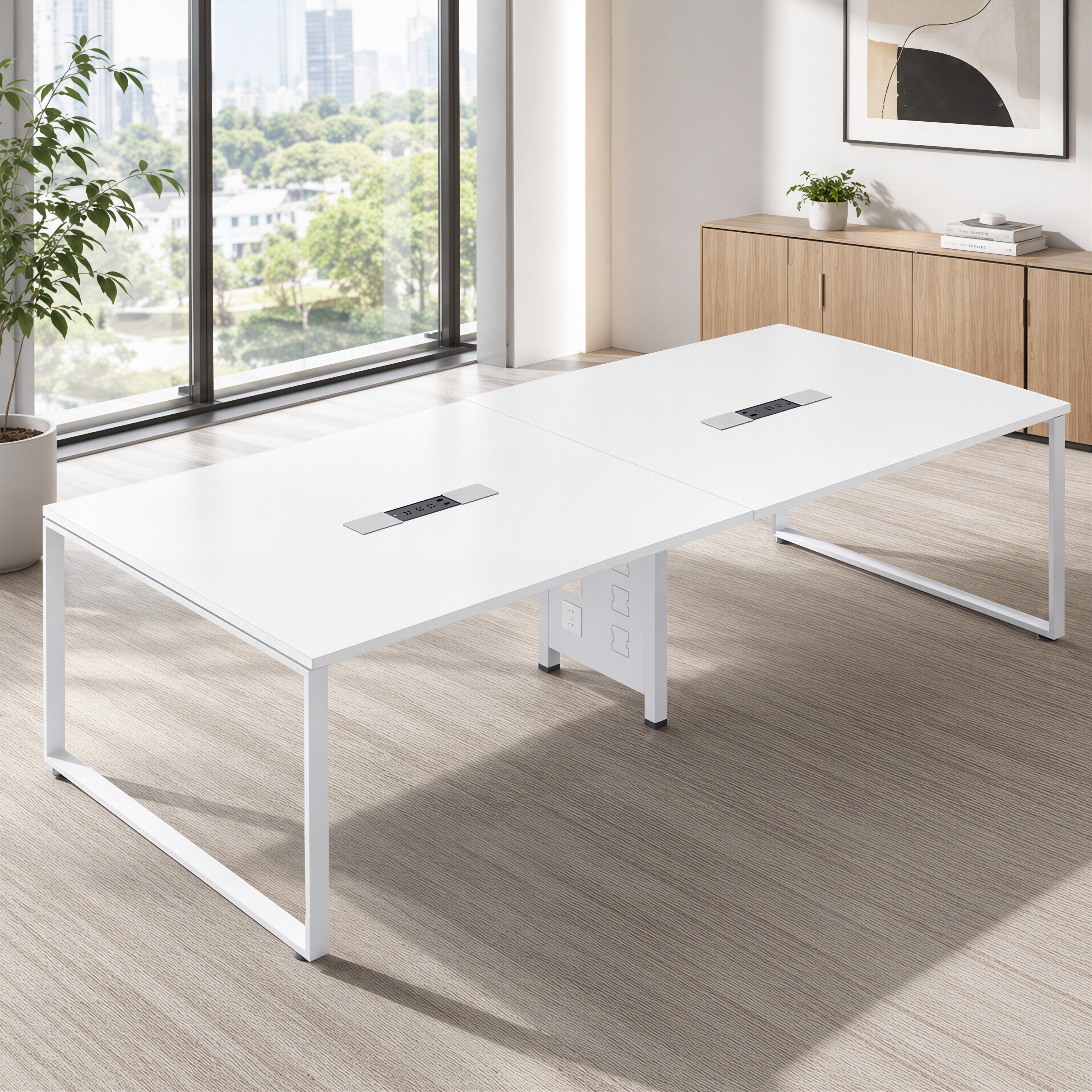 Modular Boardroom Table with Integrated Power
