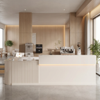 Slatted Timber Café Counter with LED Front Panel