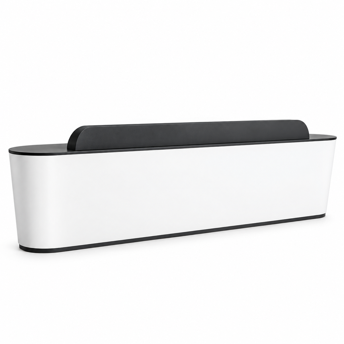 Modern Curved Reception Counter With Bespoke Branding For Business Spaces