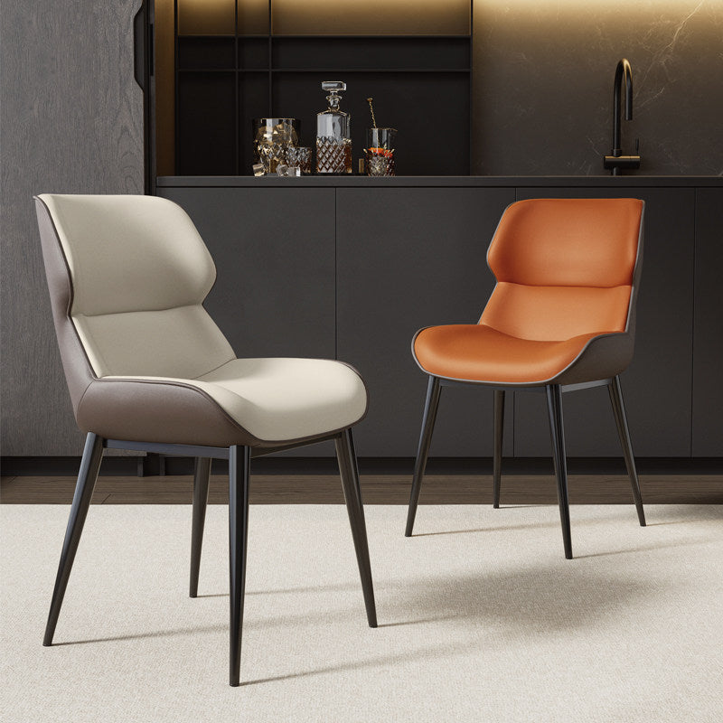 Modern Two Tone Upholstered Home Chair With Steel Legs