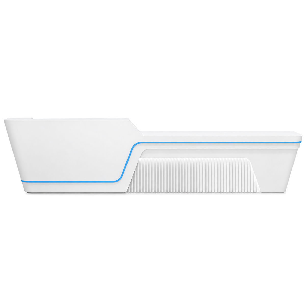 Modern Reception Desk With Textured Fluted Panels And Built-In Ambient Light Strips