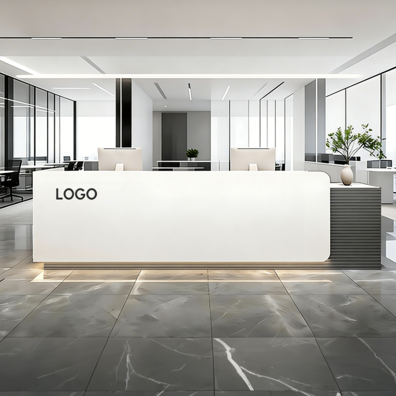 Straight Reception Counter with Storage Return and Worktop