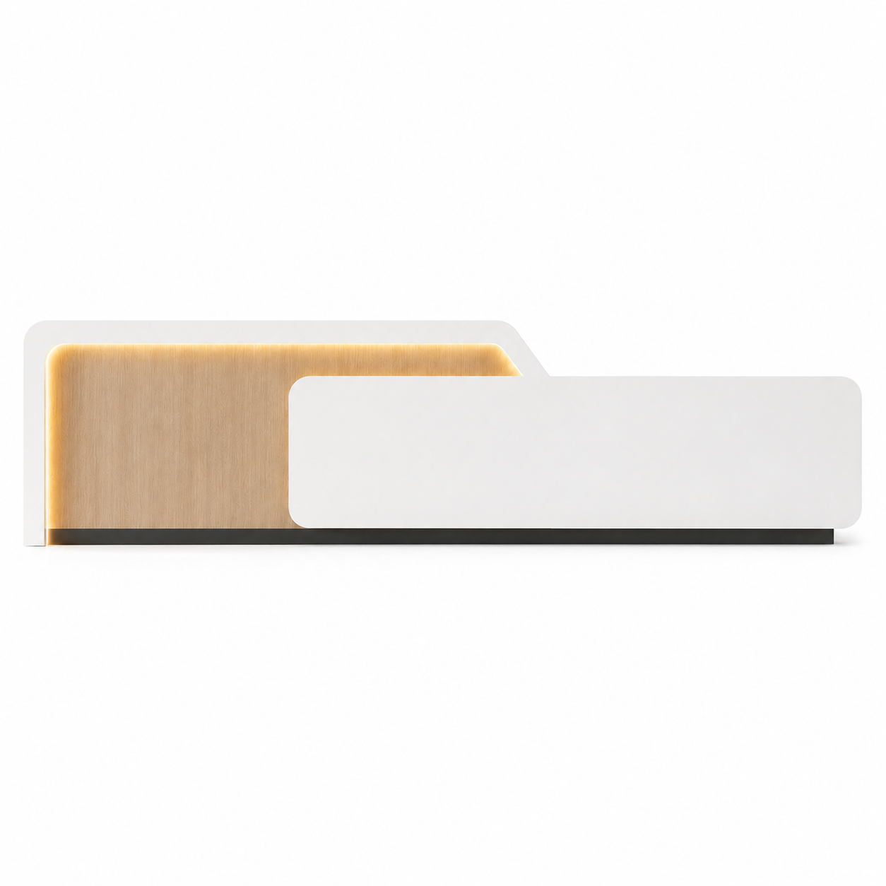 Curved White and Oak LED Reception Counter