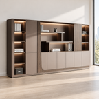 Modern Storage Wall Unit with LED Lighting, Hidden Wardrobe and Push Open Cabinets