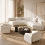 Modern Curved Faux Leather Sectional Sofa with Deep Seating