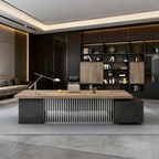 Commercial Executive Desk with Slatted Privacy Panel